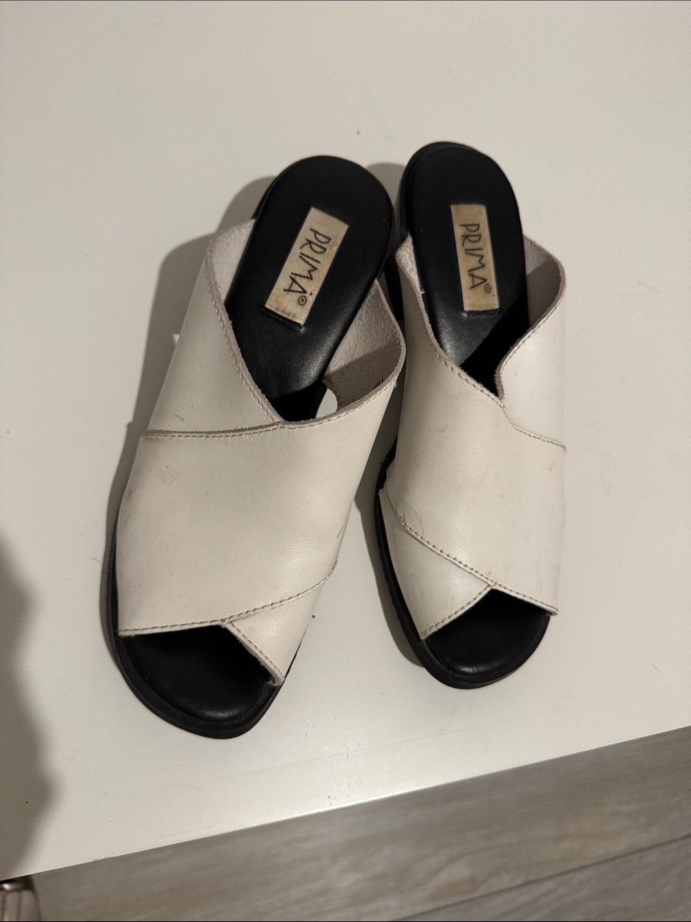 Prima White Leather Crisscross Slide Mules 7